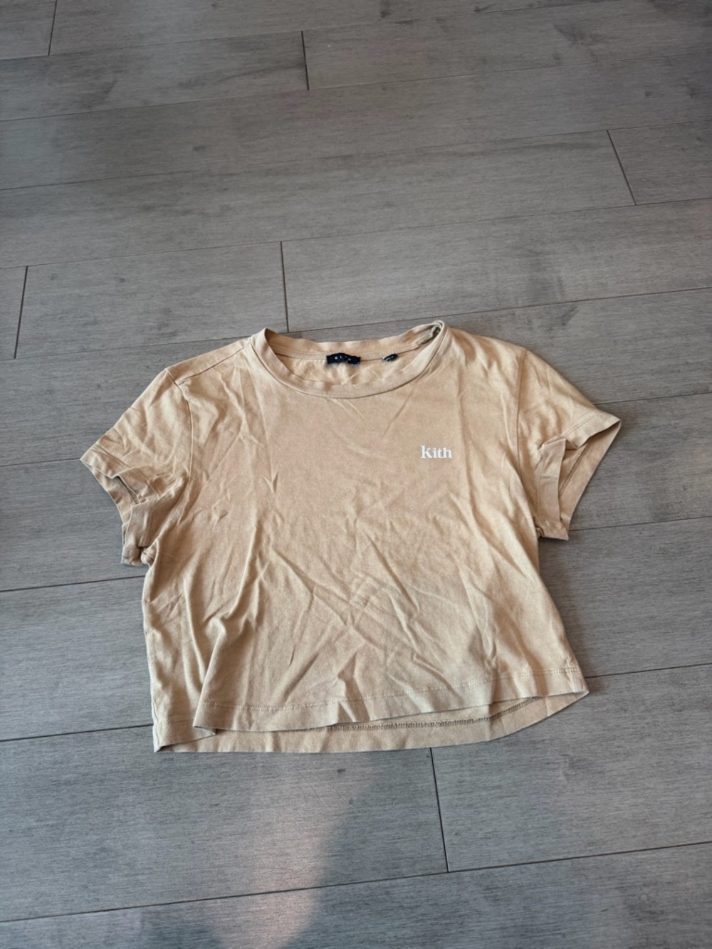 Kith Beige Logo Crewneck Tee - Picture 2 of 5